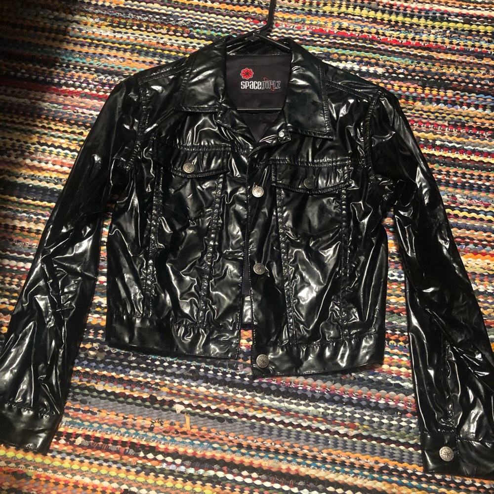 90s/y2k Black PVC Jacket
